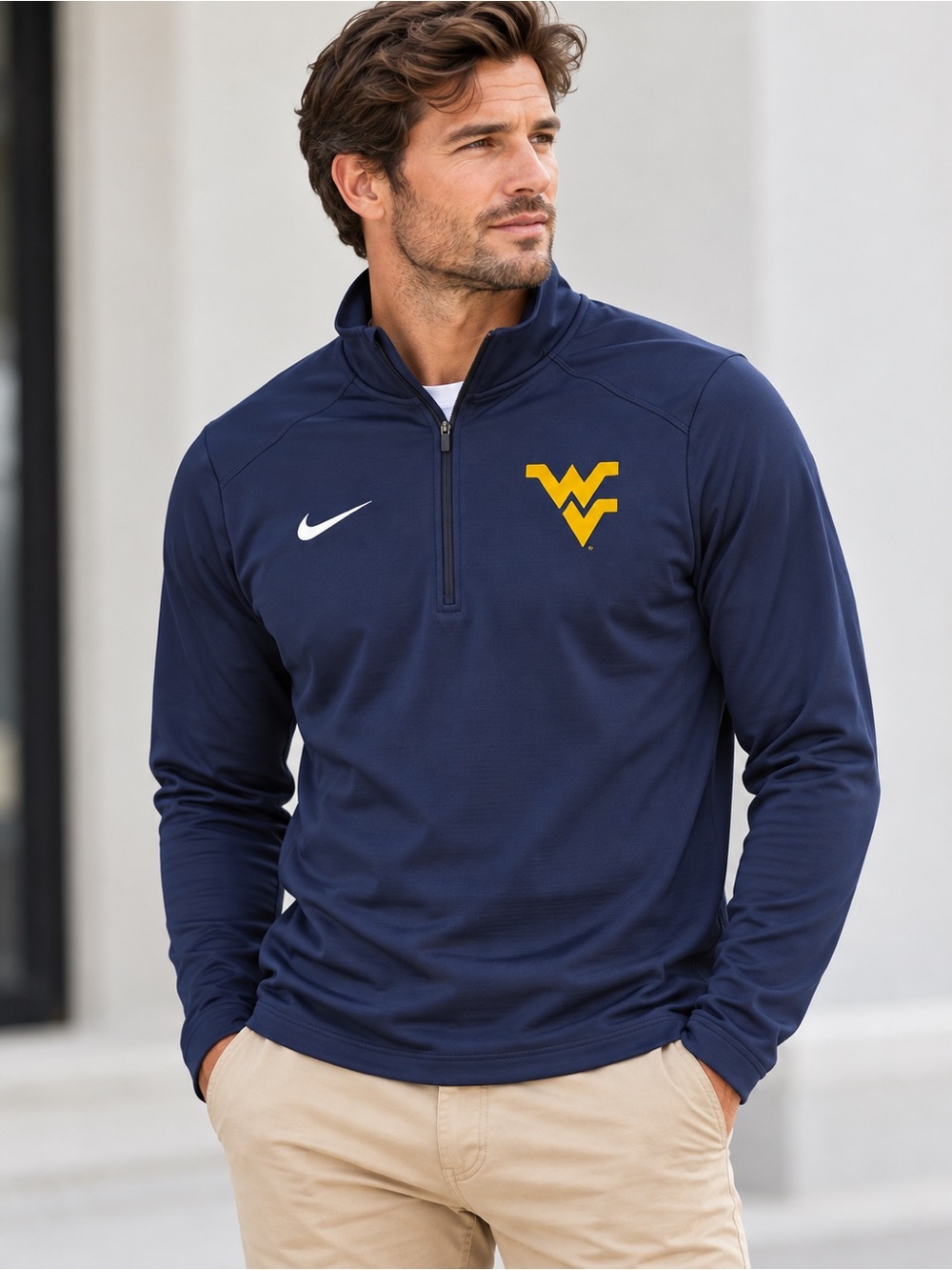 Nike West Virginia WVU Mountaineers Dri-FIT 1/4 Zip Pullover Men’s M NWT